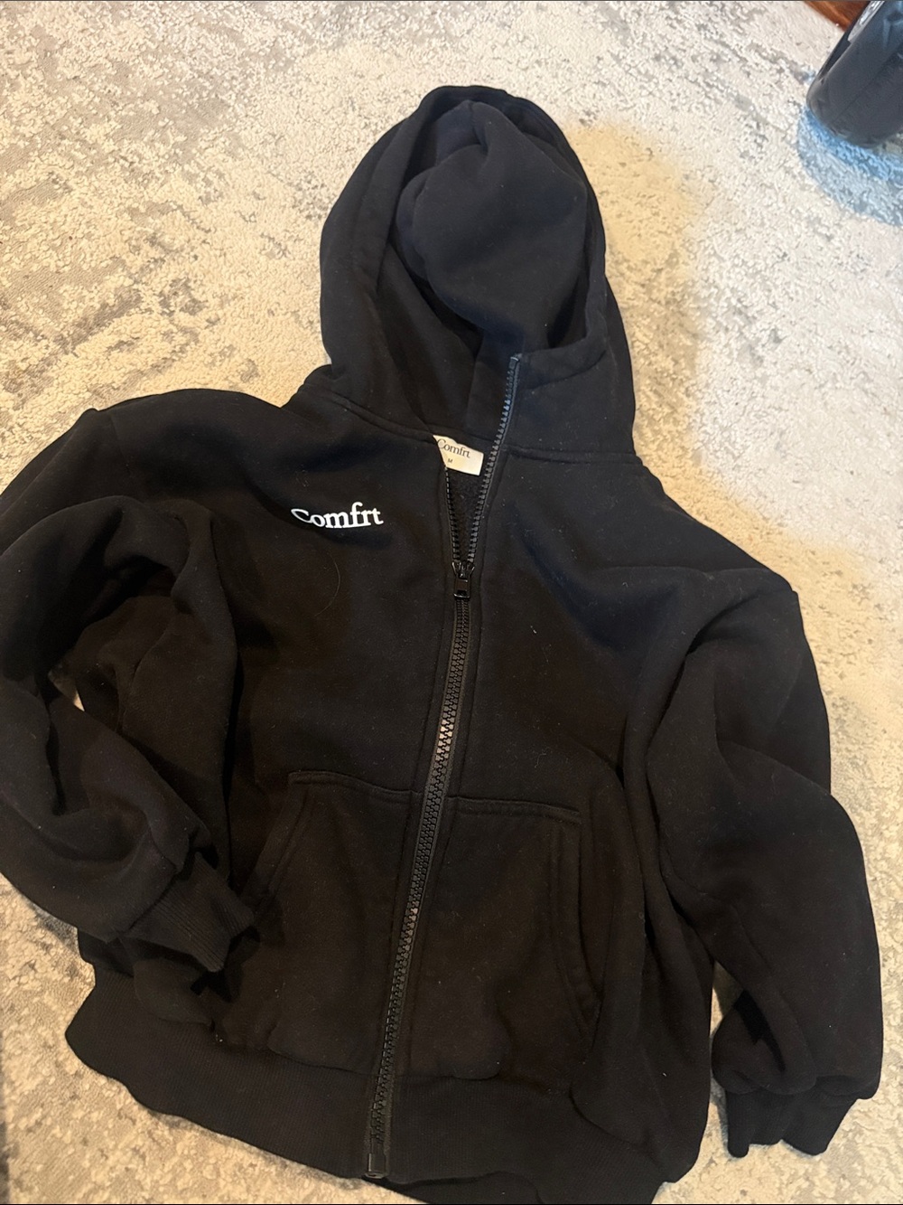 Kids Black Full-Zip Hoodie with Comfort Logo